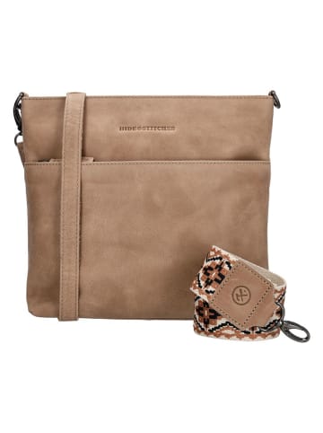 HIDE & STITCHES Leren schoudertas beige - (B)26 x (H)25 x (D)4 cm