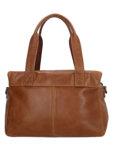 HIDE & STITCHES Leder-Henkeltasche in Hellbraun - (B)41 x (H)31 x (T)11 cm