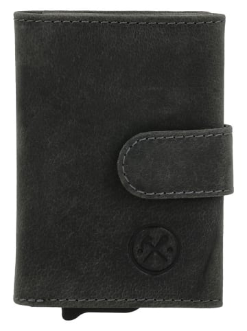 HIDE & STITCHES Leder-Geldbörse in Schwarz - (B)7,5 x (H)10 x (T)2 cm