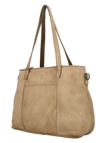 HIDE & STITCHES Leren schoudertas beige - (B)34 x (H)26 x (D)13 cm