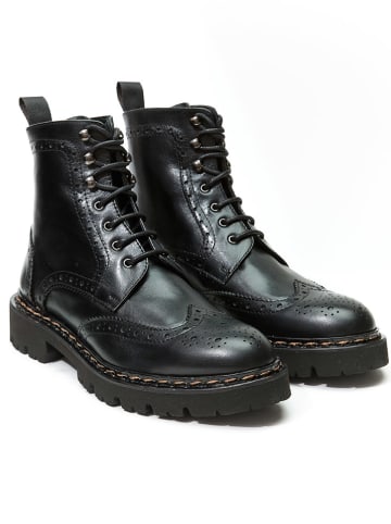 British Passport Leder-Boots in Schwarz