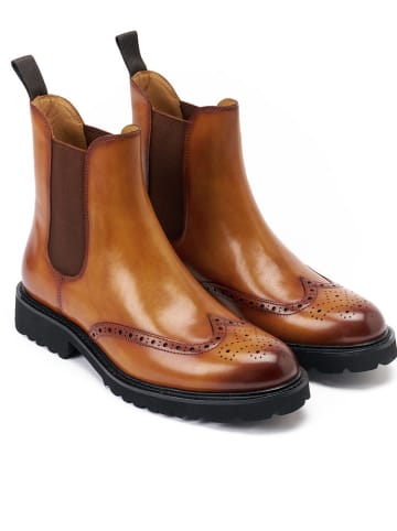 British Passport Leder-Chelsea-Boots in Hellbraun