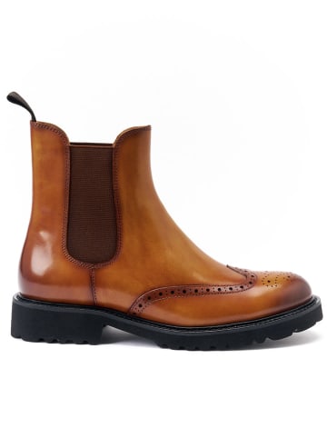 British Passport Leder-Chelsea-Boots in Hellbraun