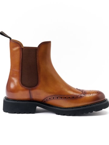 British Passport Leder-Chelsea-Boots in Hellbraun