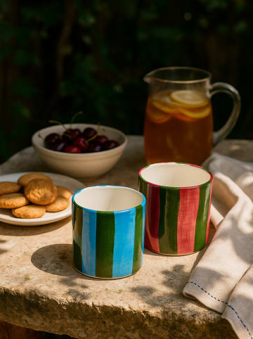 The Wild Hug Kubki (2 szt.) w kolorze błękitno-jasnoróżowo-zielonym - wys. 7 cm