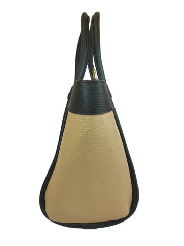 Florence Bags Leren handtas "Reddit" beige/zwart - (B)37 x (H)24 x (T)16 cm