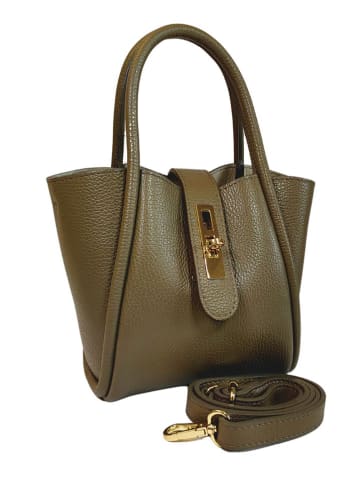 Florence Bags Leder-Henkeltasche "Davro" in Khaki - (B)22 x (H)18 x (T)12 cm