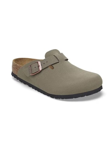 Birkenstock Skórzane chodaki "Boston" w kolorze szarym