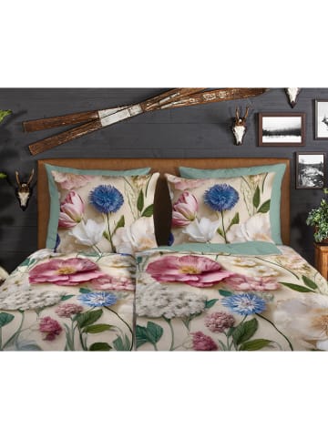 Good Morning Flanellen beddengoedset "Zelma" crème/turquoise