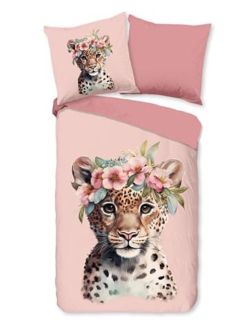 Good Morning Flanell-Bettwäsche-Set "Kiran" in Rosa/ Hellbraun