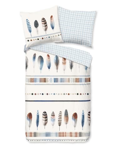 Good Morning Komplet pościeli flanelowej "Niba" w kolorze błękitno-białym
