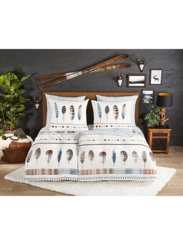 Good Morning Komplet pościeli flanelowej "Niba" w kolorze błękitno-białym