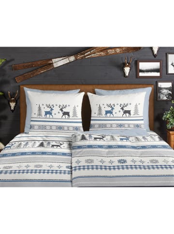 Good Morning Flanell-Bettwäsche-Set "Aila" in Weiß/ Hellblau