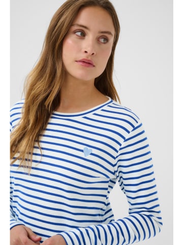 Kaffe Longsleeve in Weiß/ Blau