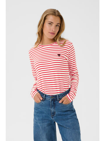 Kaffe Longsleeve crème/rood