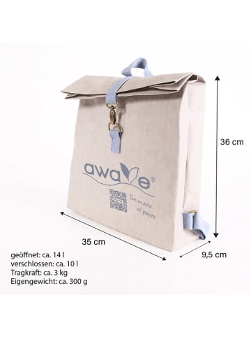AWAVE Rucksack in Beige - (B)35 x (H)36 x (T)9,5 cm