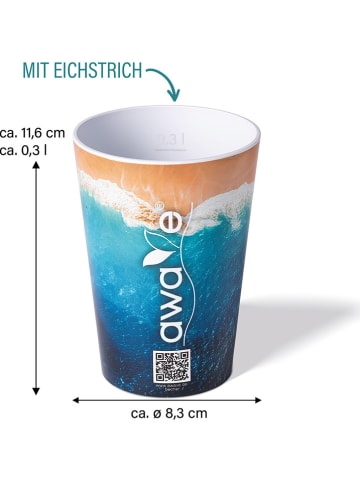 AWAVE 4er-Set: Trinkbecher in Blau - 300 ml