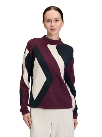 Betty Barclay Pullover in Dunkelblau/ Bordeaux/ Creme