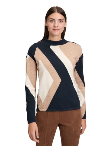Betty Barclay Pullover in Dunkelblau/ Beige