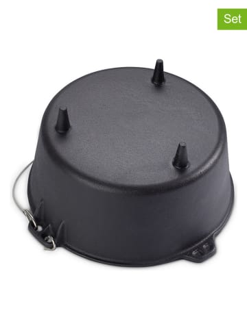 Echtwerk 2tlg. Set: Feuertopf in Schwarz - 7,6 l