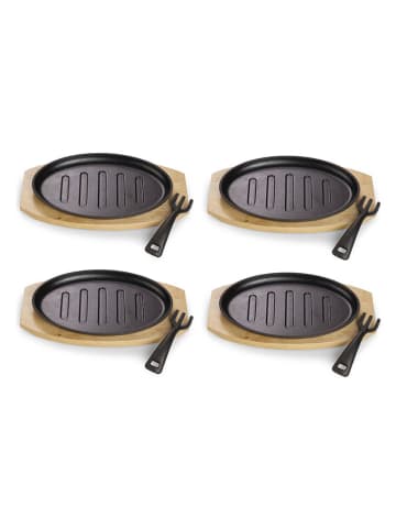 Echtwerk 4-delige set: serveerpannen met dienblad "Oval" zwart/beige