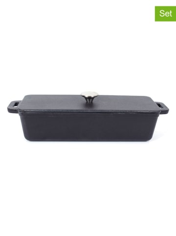 Echtwerk 2-delige set: ovenschaal met deksel zwart - 1,5 l