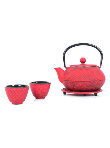 Echtwerk 4tlg. Set: Teekanne in Rot - 800 ml