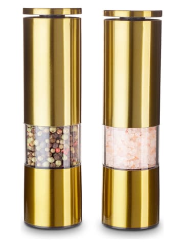 Echtwerk 2-częściowy zestaw przyprawników w kolorze złotym - wys. 18,7 x Ø 5 cm