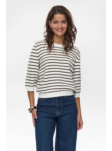 NÜMPH Pullover in Weiß/ Schwarz