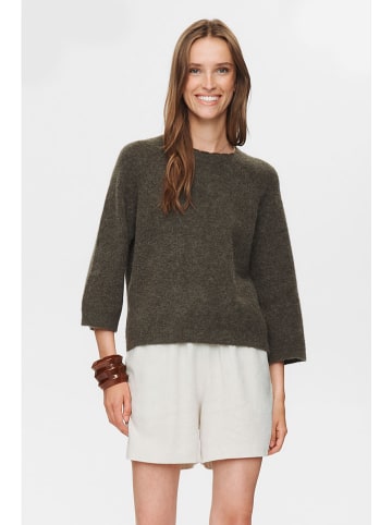 NÜMPH Sweter "Riette" w kolorze ciemnozielonym