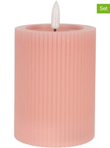 Clayre & Eef 2er-Set: LED-Kerzen in Rosa - (H)13 x  Ø 8 cm
