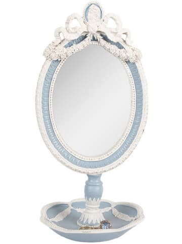 Clayre & Eef Tafelspiegel lichtblauw/wit - (B)14 x (H)28 cm