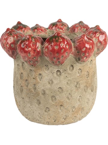 Clayre & Eef Doniczka w kolorze beżowo-czerwonym - wys. 19 x Ø 16 cm