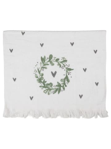 Clayre & Eef 2er-Set: Gästehandtücher in Weiß/ Grün - (L)66 x (B)40 cm