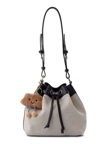 Lucky Bees Schultertasche in Creme/ Schwarz - (B)25 x (H)22 x (T)16 cm