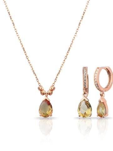 Lodie Silver 2tlg. Silber-Schmuckset mit Edelsteinen - (L)43 cm