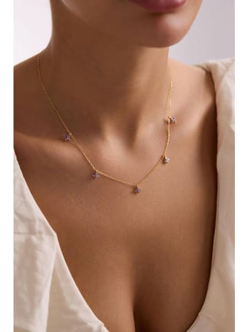 Lodie Silver Vergulde zilveren ketting met edelstenen - (L)42 cm