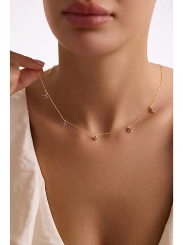 Lodie Silver Vergulde zilveren ketting met edelstenen - (L)42 cm