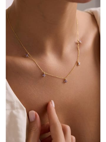 Lodie Silver Vergulde zilveren ketting met edelstenen - (L)42 cm