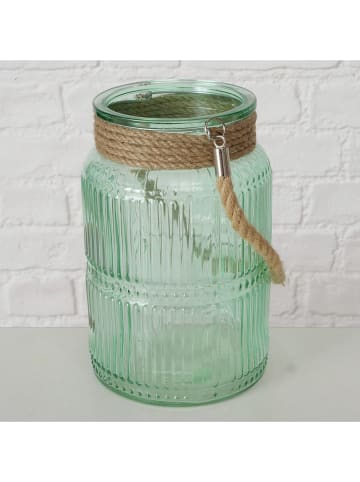 Boltze Windlicht ''Sunio'' in Türkis - (H)21 x Ø 15 cm