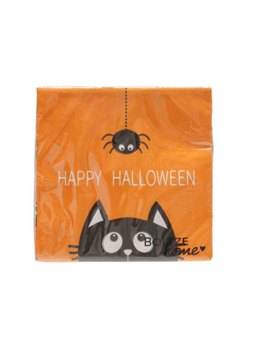 Boltze Servietten "Kitty" in Orange/ Schwarz - 20 Stück