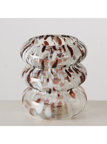 Boltze Vase ''Tocka'' in Weiß/ Braun - (H)20 x Ø 18,5 cm