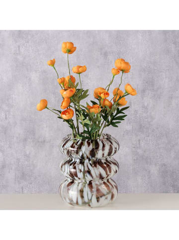 Boltze Vase ''Tocka'' in Weiß/ Braun - (H)20 x Ø 18,5 cm
