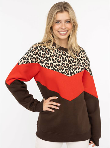 Zwillingsherz Sweatshirt "Konny" bruin/oranje