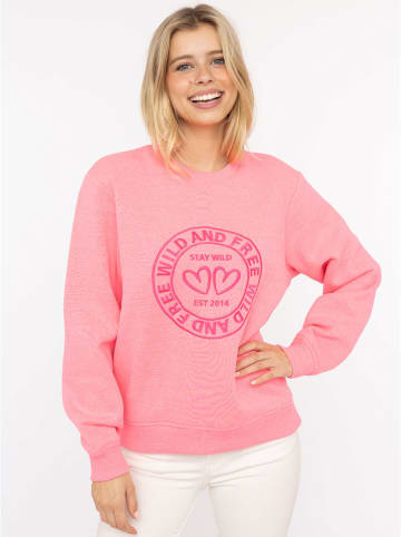 Zwillingsherz Sweatshirt "Wild and Free" in Rosa