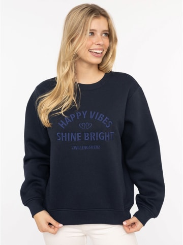 Zwillingsherz Bluza "Happy Vibes" w kolorze granatowym