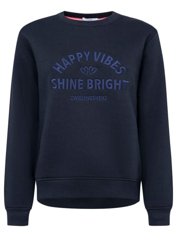 Zwillingsherz Sweatshirt "Happy Vibes" donkerblauw
