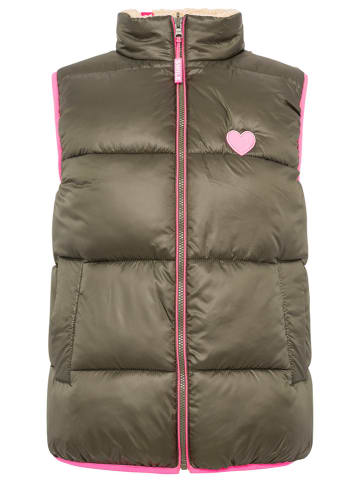 Zwillingsherz Wende-Steppweste "Teddy Wendbar" in Khaki/ Beige