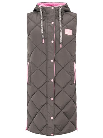 Zwillingsherz Doorgestikte bodywarmer "Love Print" bruin