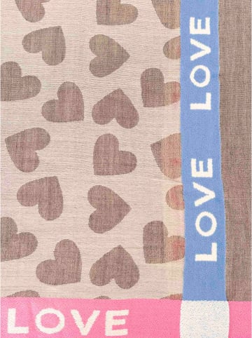 Zwillingsherz Sjaal "Love & More" beige - (L)180 x (B)102 cm